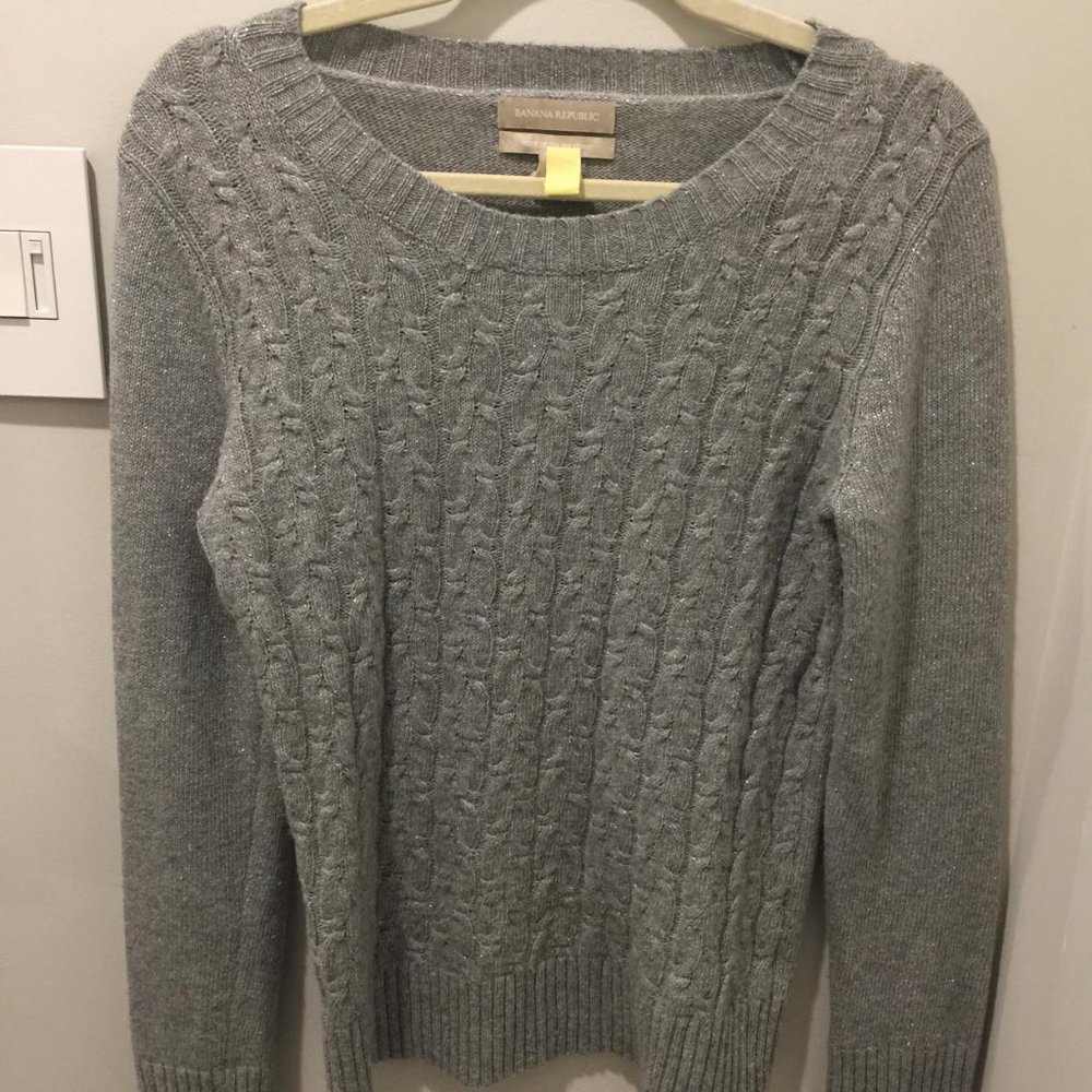 Banana Republic Silver Cable Knit Sweater - Picture 3 of 5